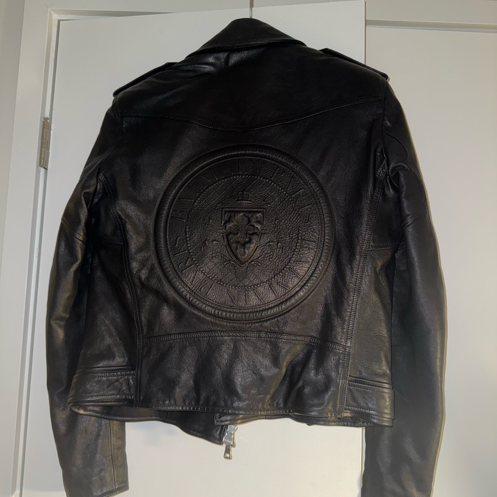 Balmain Black Leather Bomber Jacket - Picture 1 of 2